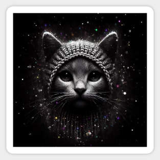 Monochromatic Knitting Cat Within Colors Sticker